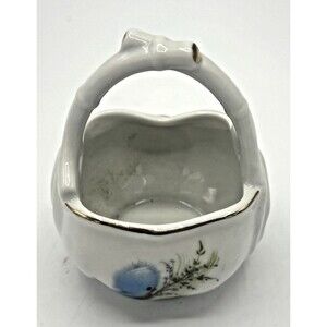 Designer Collection Blue Bird Basket Trinket Decor Porcelain Made in Japan Small